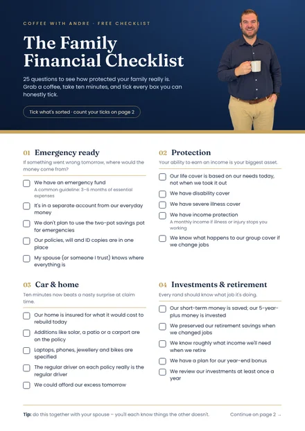 Cover of the Family Financial Checklist